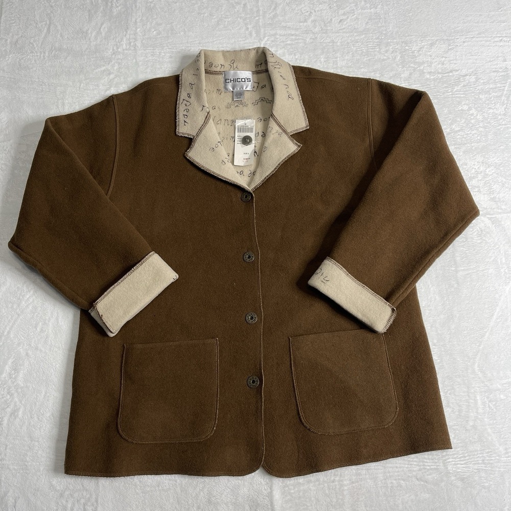 Chico's Designs Womens Jacket Size 2 Wool Blend Damaged See Description & Photos